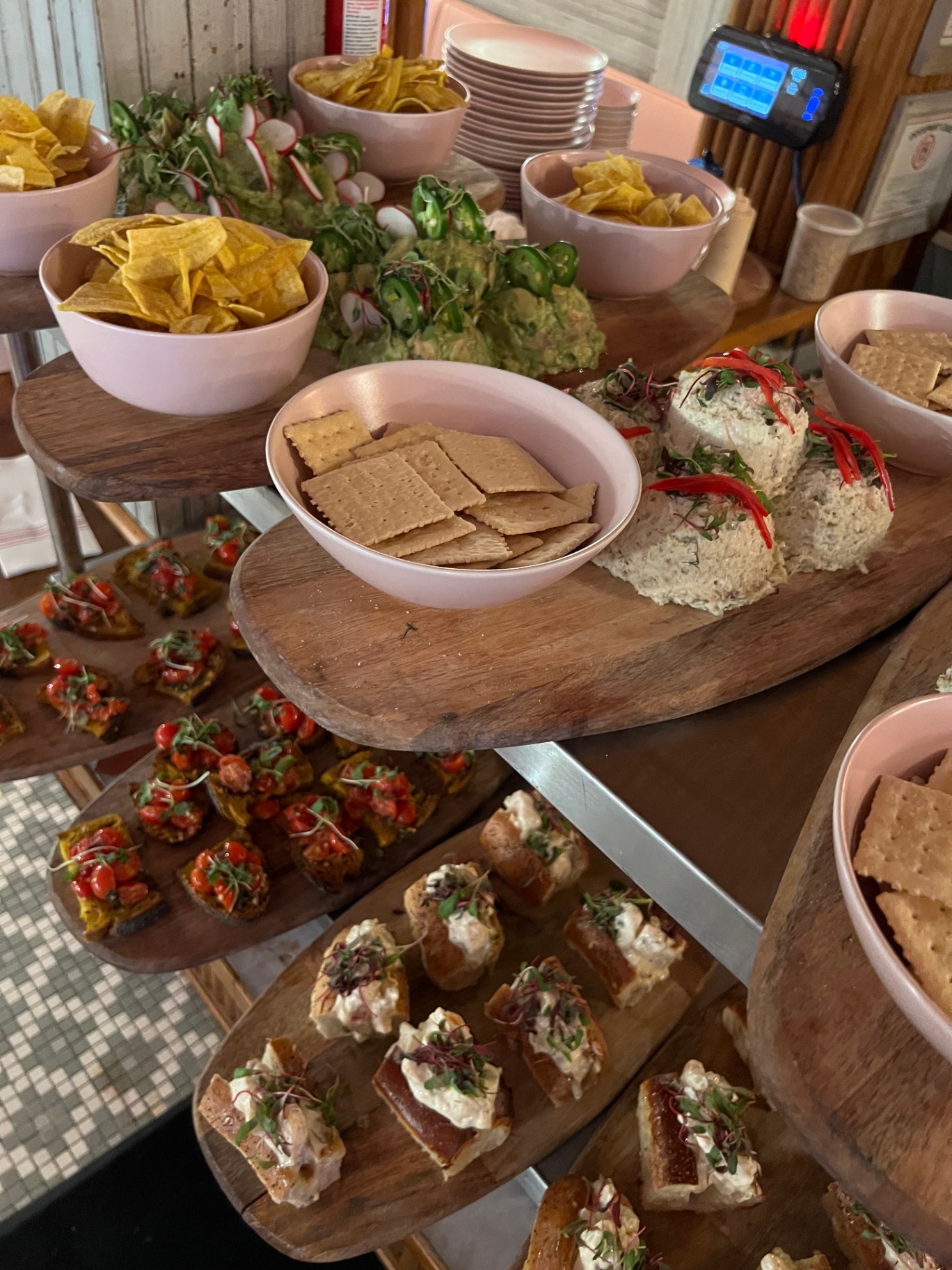 Colorful appetizer spread