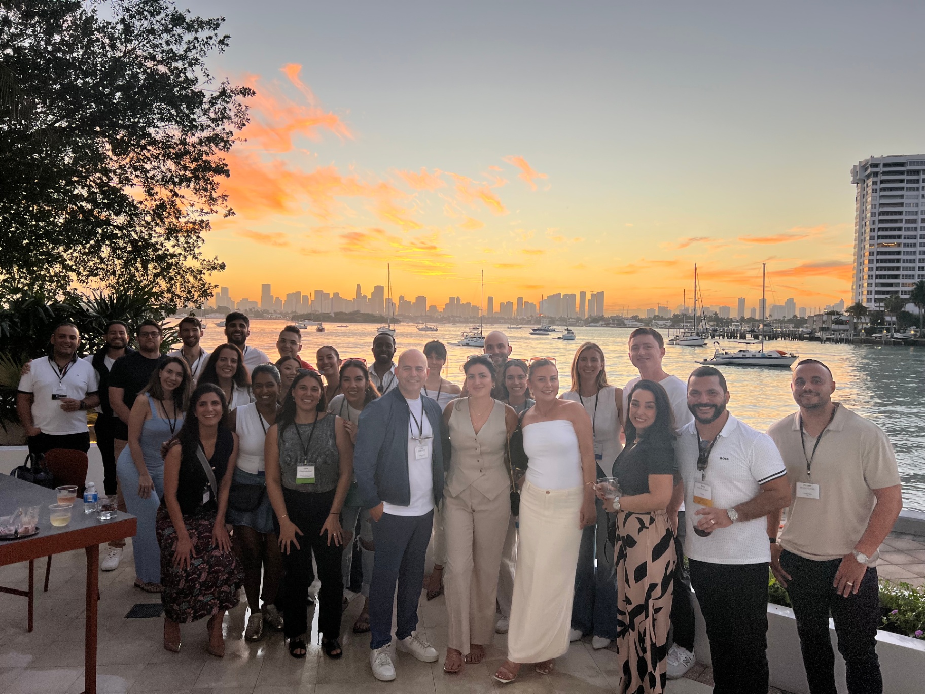 Sunset gathering by the water in Miami