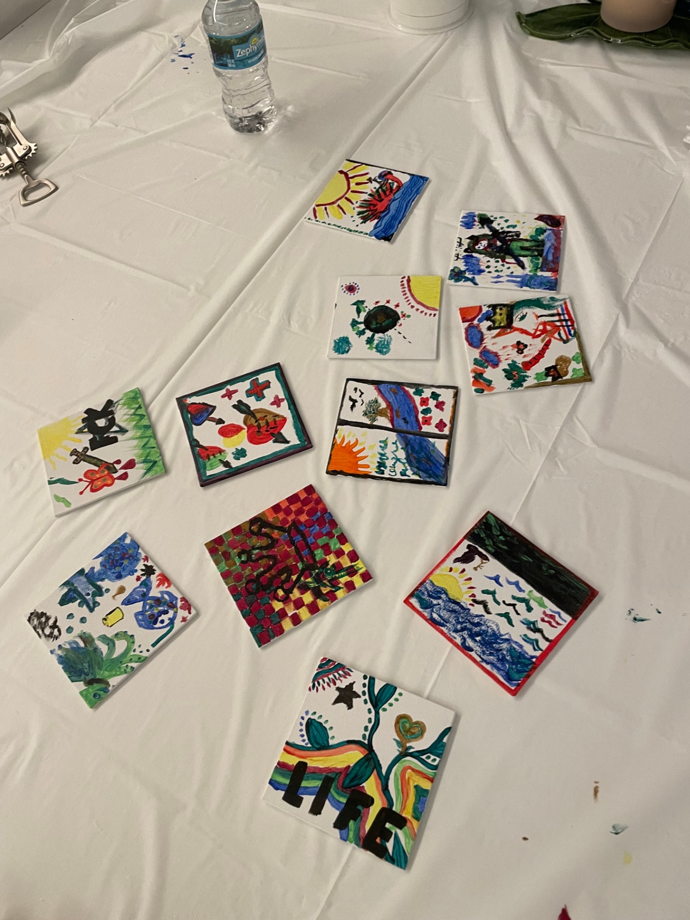 Painted canvases from a workshop
